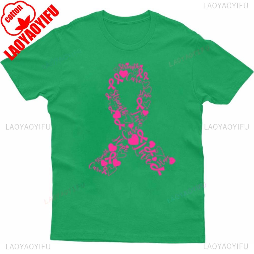Womens Breast Cancer Ribbon TShirt Summer round Neck Short Sleeve Awareness Survivor Shirt Creative Design Top