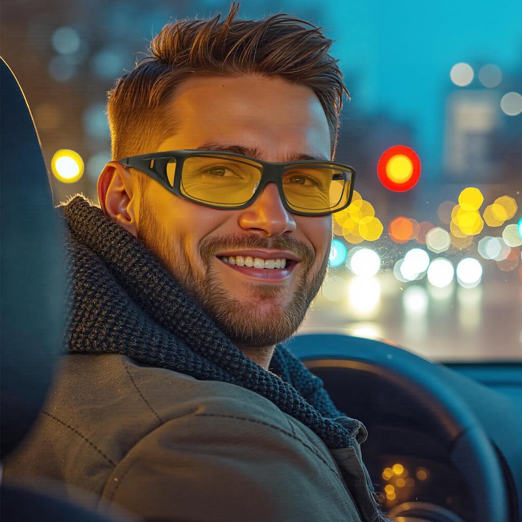 [Duduma] Night Driving Sunglasses, Overglasses, for Night Driving, Blocks Car Lights and Glare, Sunglasses to Wear Over Glasses, Unisex, Night Vision