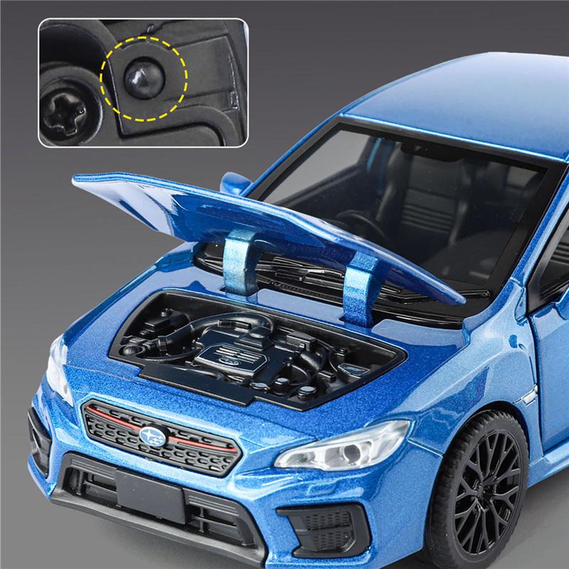 1/30 Subaru Impreza WRX STI Alloy Sports Car Model Diecast Metal Racing Vehicles Car Model Sound Light Simulation Kids Toys Gift