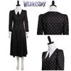 Die Addams Family Wednesday Cosplay Kostüm Schwarzes Kleid Halloween Party