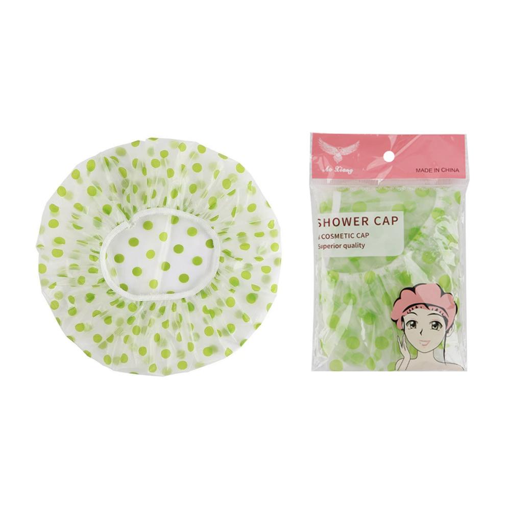 Pink Polka Dot Shower Cap PE Material Waterproof Soft Elastic Band Secure Fit Travel Friendly Lightweight Foldable Hair Protect