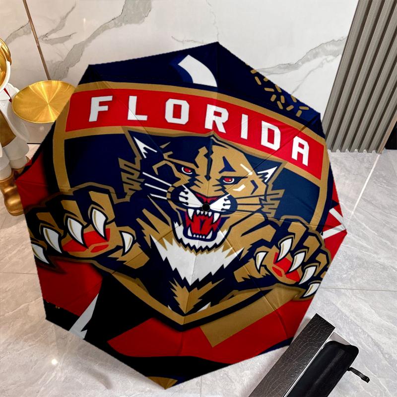 Florida Panthers Fashionable Automatic Opening/Closing Folding Umbrella. Portable and Foldable, Ideal for Gift, Travel, and Daily Use