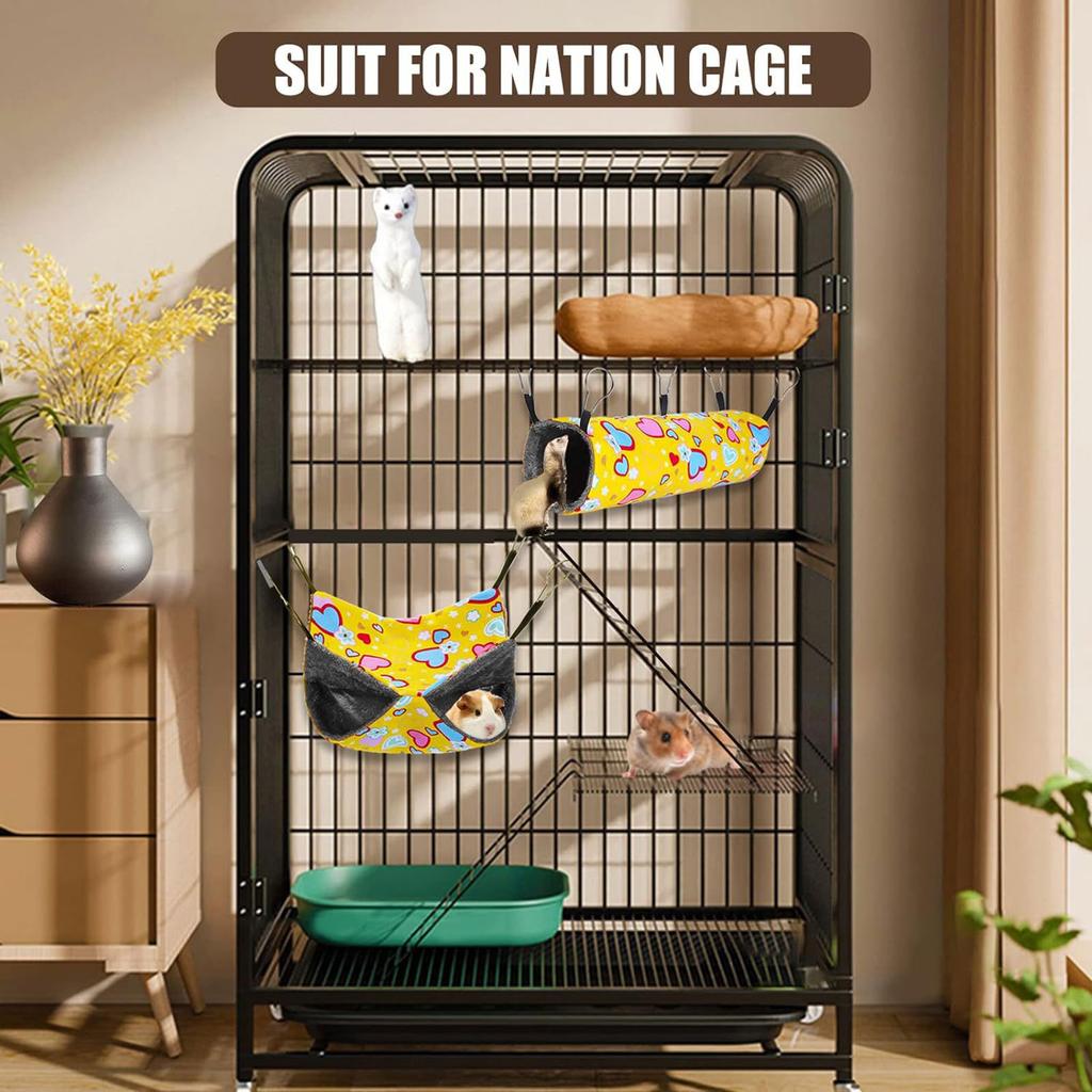 Colorful Print Ferret Hammock Hanging Tunnel Set for Small Animal Cage Bird Squirrel Chinchillas Nest Pets Supplies