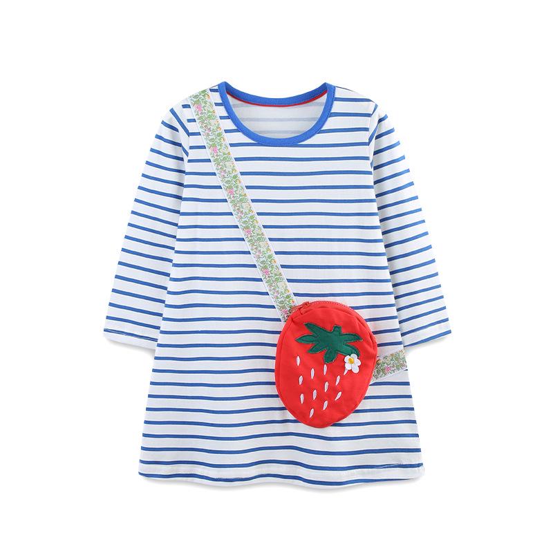 AostaBetty Autumn Girls Princess Dress with Striped Appliqué 6 Years (120 cm)