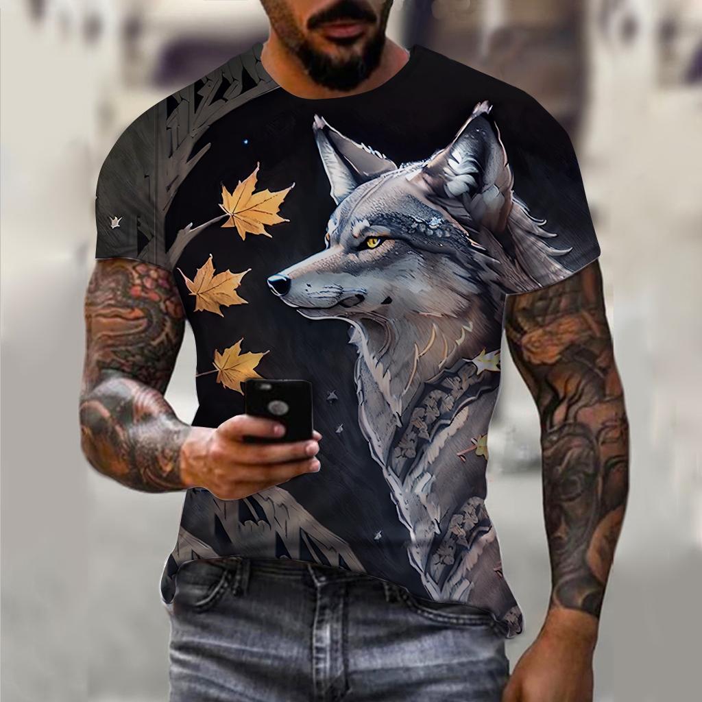 3D Wolfsbestie Aufdruck Herren und Damen Freizeit Kurzarm T-Shirt Rundhals Mode Trend Super Cool Herren Täglich Neue Kleidung