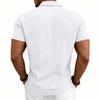 Men's Linen Cargo Short Sleeve Shirt, American Style Casual Double Chest Pocket Loose Button Down Tops for Men