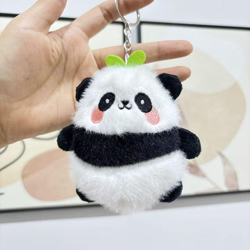 

Cute Panda Doll Keychain Bag Pendant Accessory Birthday Gift Short Toy Plush Key Ring