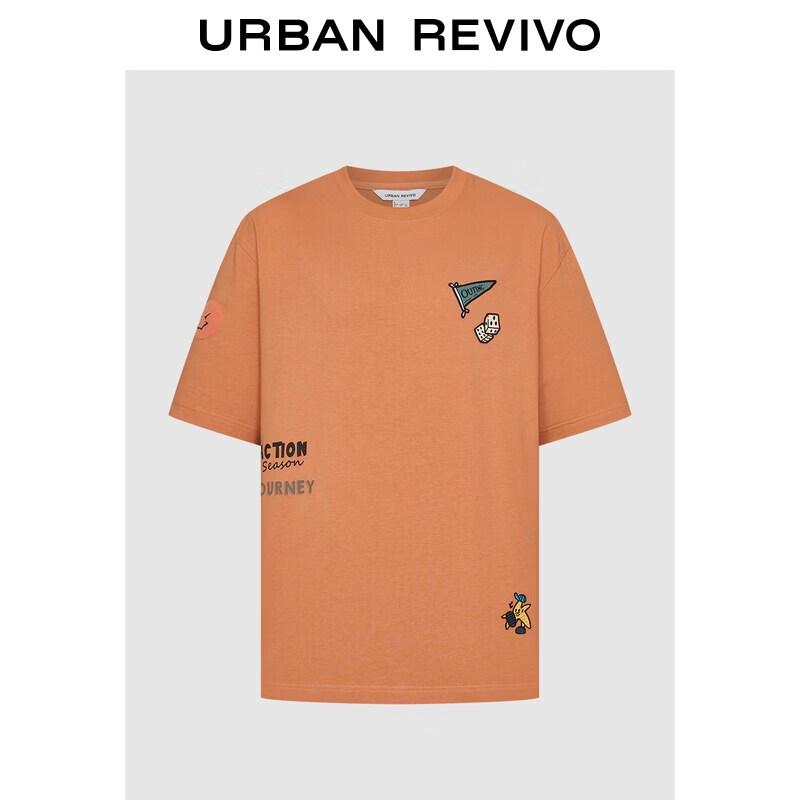 UR2026 Men s Summer Trendy Cotton Embroidered Print Round Neck T-Shirt L