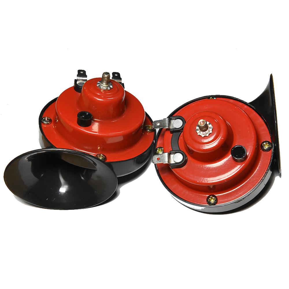 

1 пара автомобильных рожков-улиток Hella, супер громкий компактный электрический звуковой сигнал, комплект воздушных рожков 12 В 115 дБ для мотоцикла, автомобиля, хромированный рожок красный