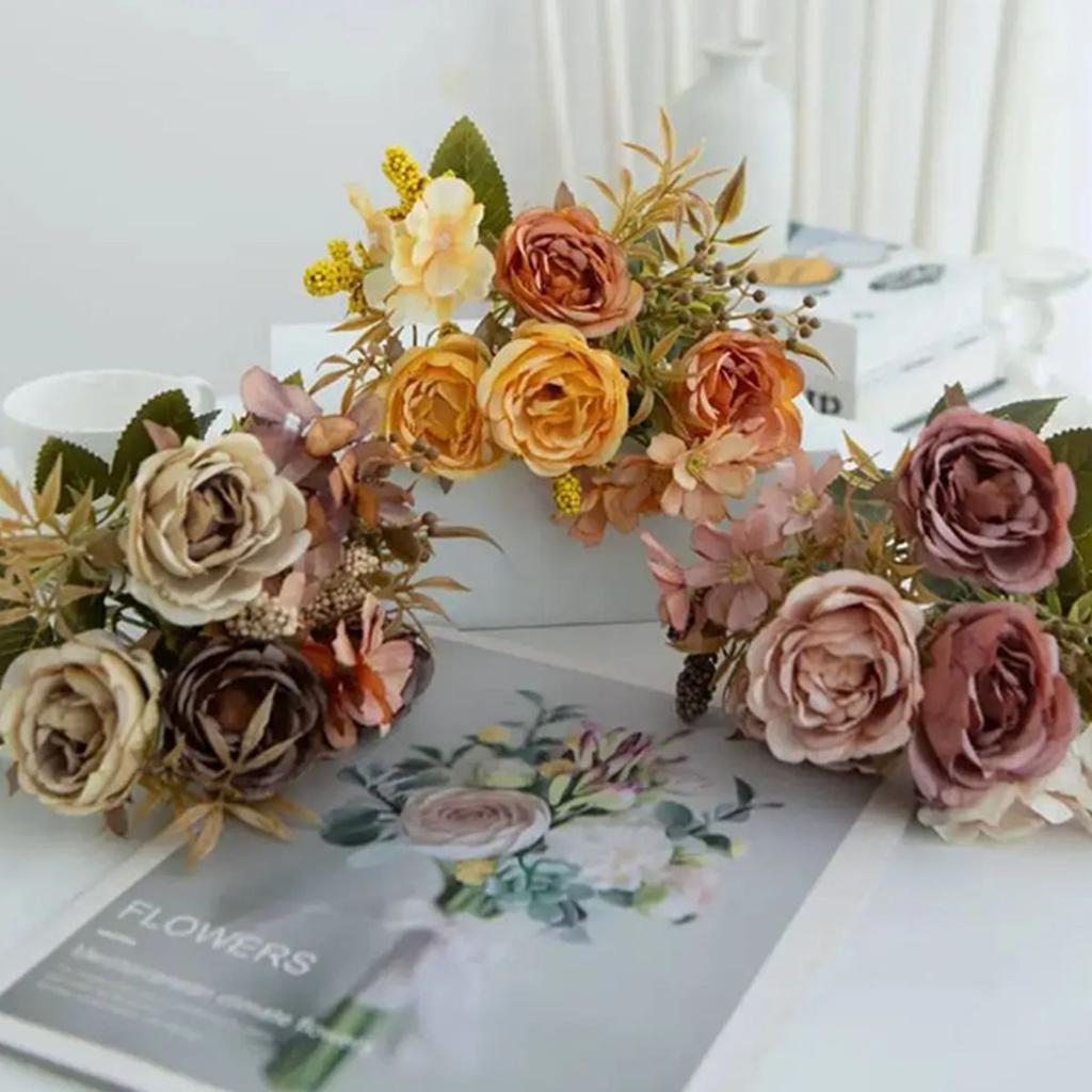 5/10PCS Silk Rose Artificial Flower Wedding bridal bouquet Home Room Festival Outdoor Yard garden bonsai Diy gift box Decoration