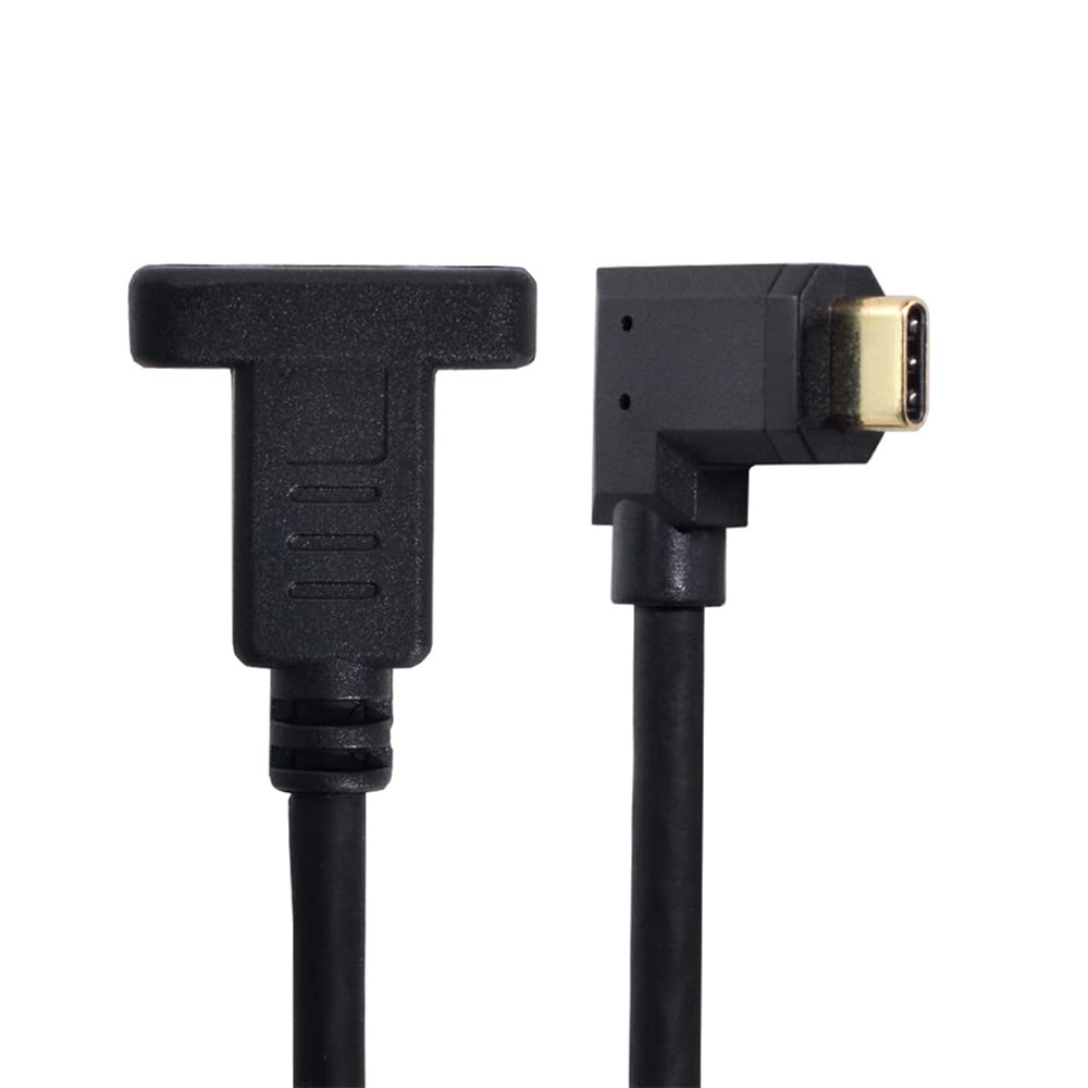 NFHK 90 Degree Angled to USB Type C Male to Female Extension Data 30cm USB-C 3.1 Cable,
