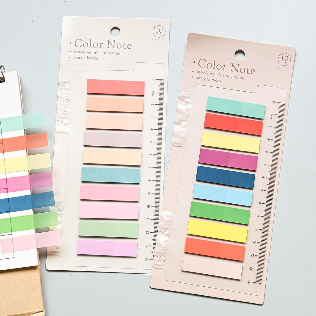 200Pcs Sticky Note Tabs for Page Marking PET Page Markers with Ruler Transparent Classify File Label Memo Stickers for Office