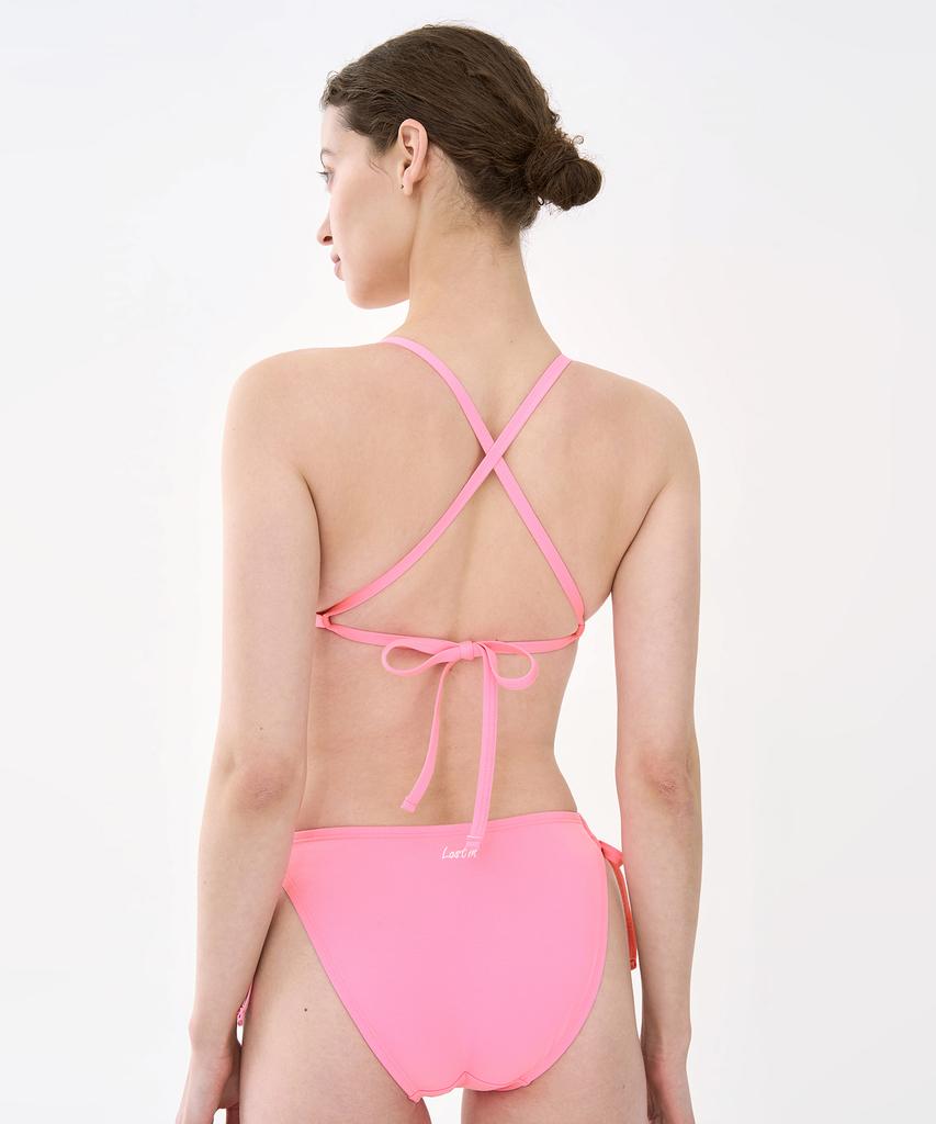 Loseuteuinseoul Strawberry Pink Triangle Tie-Back Swimsuit