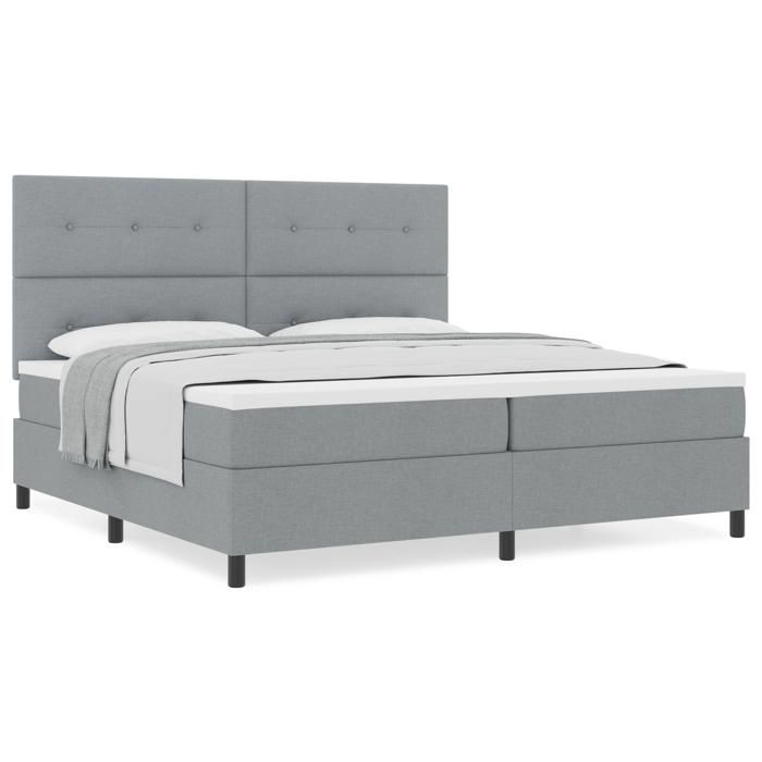 VidaXL Lit à ressorts avec Matelas Gris Clair 200x200 cm Tissu 3339413