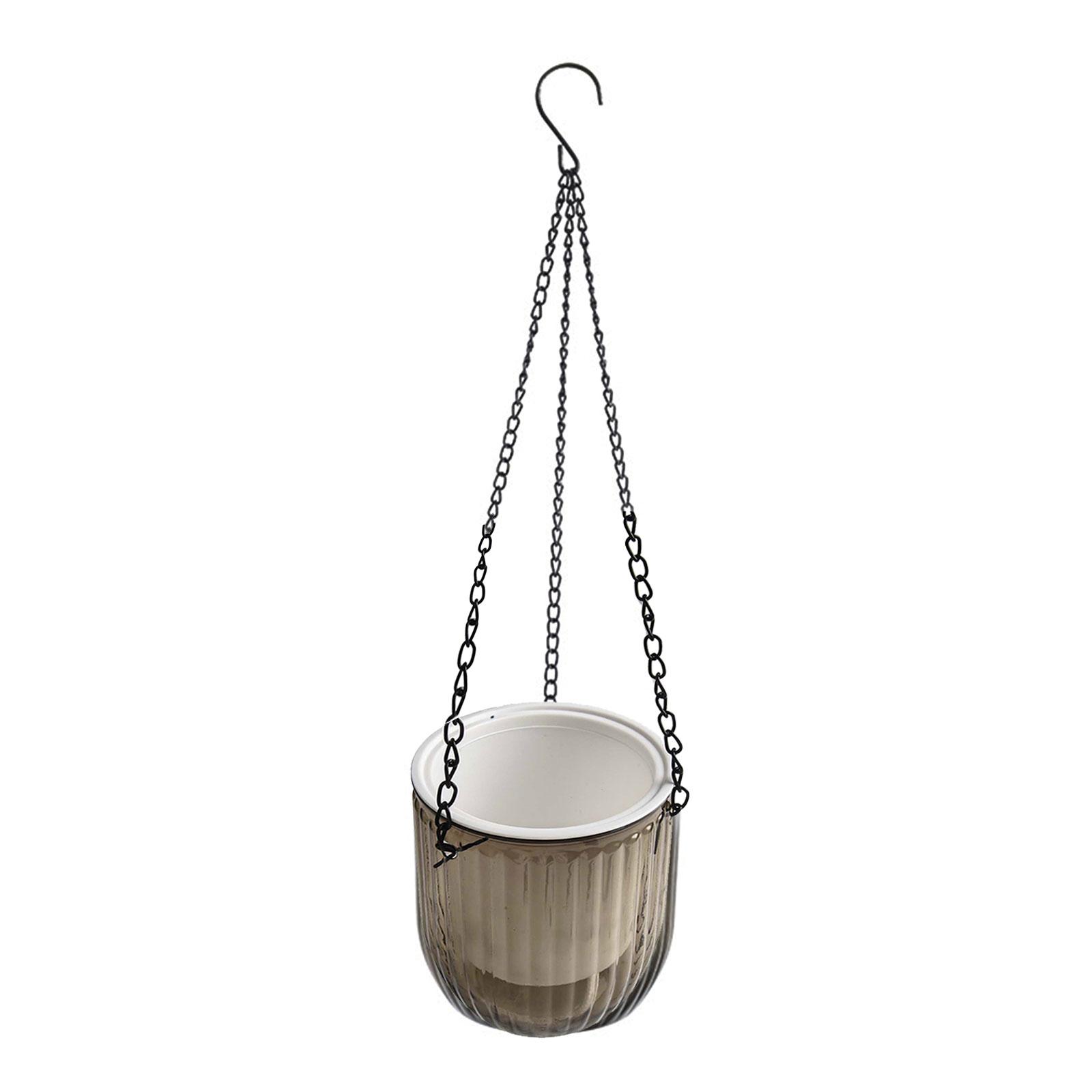 Effective Drainage Flower Pot Decorative Pots Grey Hanging Flowerpot Lightweight Material Self-Watering System