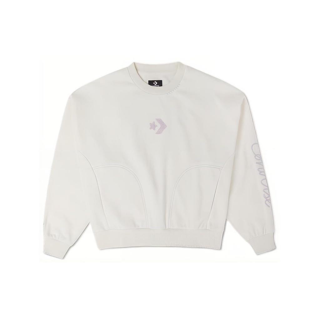 Converse Sweatshirts Women's White Crew Neck Moderate Regular 10025516-A01