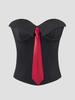 Cross-Border Hot Girl Solid Color Fishbone Tie Sling Bandeau