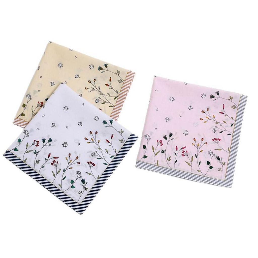 Lady Square Handkerchief Cotton Flower Women Child Print Face Hand Towel Hanky Wedding Christmas Gift