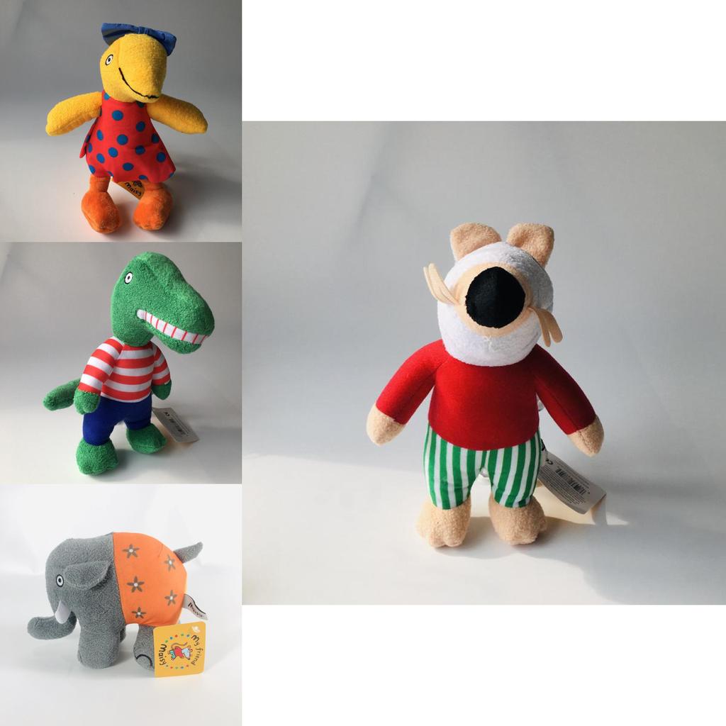 Set di peluche fatto a mano di Maisy Mouse con adorabile coccodrillo, elefante, scoiattolo e uccellino giallo per bambini e collezionisti