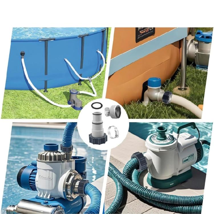 Pool Hose Reducers 1.5inch To 1.25inch Threaded Adapters with Clamps Washers Suitable for Above Ground Pool Pump Hoses