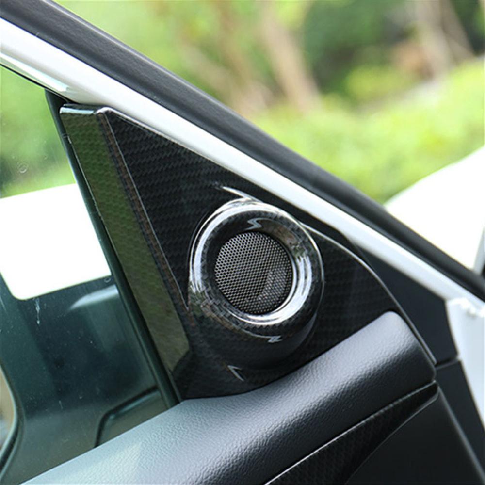 Carbon Fiber Look Door A-pillar Tweeter Cover Trim ABS For Honda Civic 2016-2021