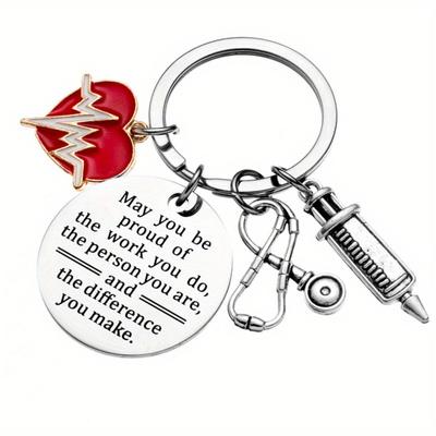 Chaveiro de estetoscópio de liga retrô - Design exclusivo de ECG, presente para enfermeiros, lembrança para estudantes de medicina, chaveiro durável, acessório estiloso, perfeito