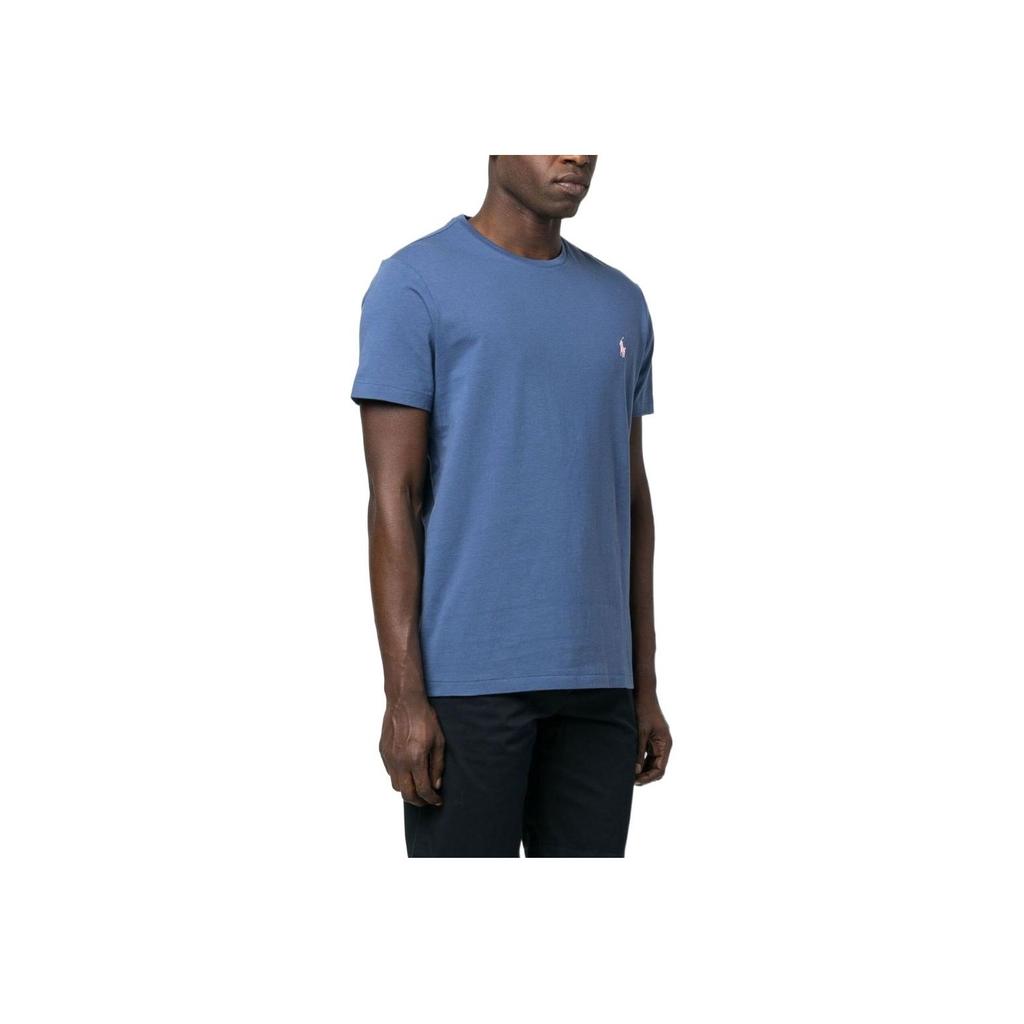 Polo Ralph Lauren SS23 Logo Embroidered Cotton Short Sleeve T-Shirt Men Tops Dark-Gray Blue 710671438-310