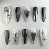 Black Cat's Eye Three-dimensional European and American Liquid Metal Niche Dark European and American Ins Wind Removable Nail Art Pieces 24 Pieces
