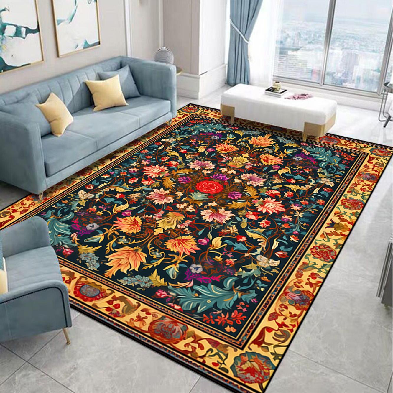 

Персидские ретро-ковры для гостиной, классический домашний декор, роскошные ковры для украшения спальни, большой ковер, моющийся коврик для журнальных столиков 60x90cm door mat