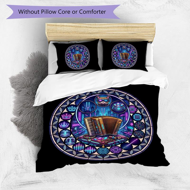 Cyberpunk Harmony Wave Pattern Bedding,Quilt Set Quilt Cover Pillowcase Home Birthday Gift (1 * Duvet Cover + 2 * Pillowcase, Without Core)