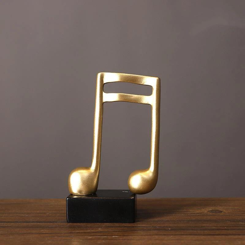 Music Note Figurine Modern Music Decor Gold Music Note Sculpture Resin Figurine Modern Musical Symbol Decoration Piano Room