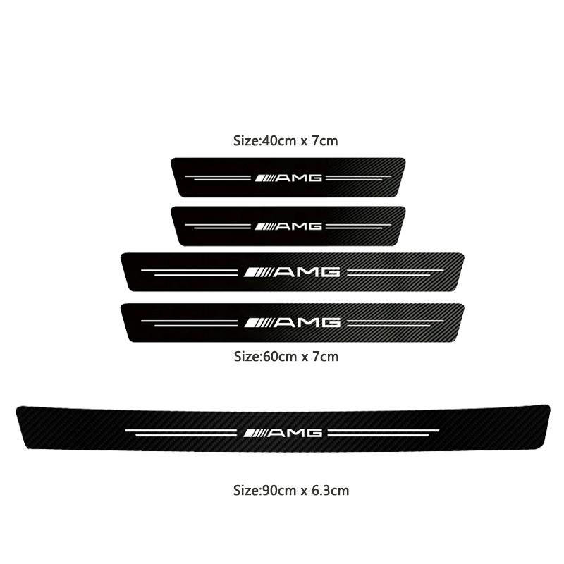 YWP4  1/4/5Pcs Leather Car Door Sill Plate Paint Protectors Stickers For Mercedes Benz AMG W205 C300 W203 W206 W108 W124 W126 W140