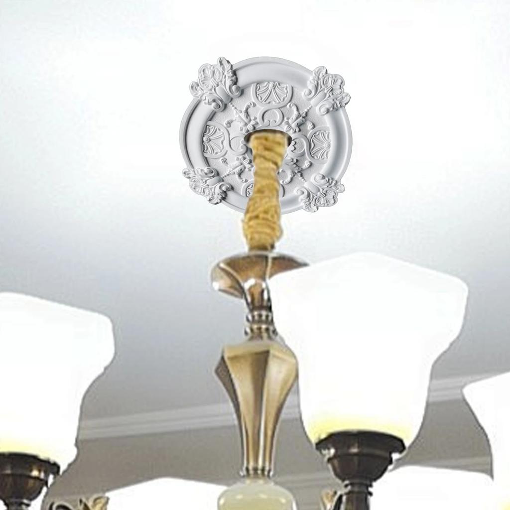 White Round PU Ceiling Light Medallion, 50 Cm Decorative Cover For Fan Lamp Or Fixture Minimalist Design For Living Spaces