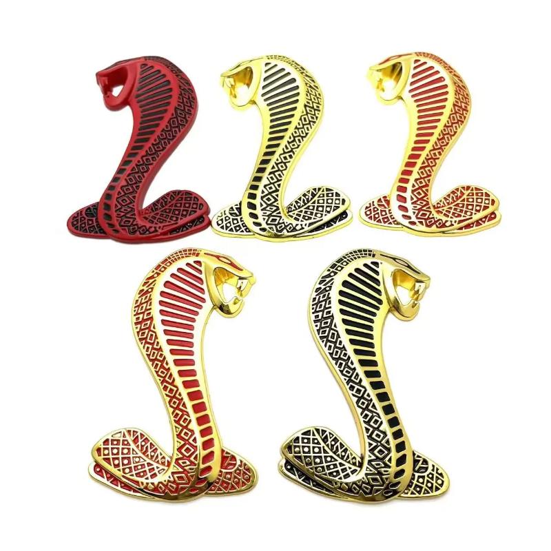 2x Snake Cobra Car Front Grille Emblem Side Fender Badge Rear Trunk Car Stickers Accessories