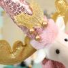 Pink Santa Claus Telescopic Doll Window Scene Christmas Decoration Xmas Ornament Knitted Elk Doll