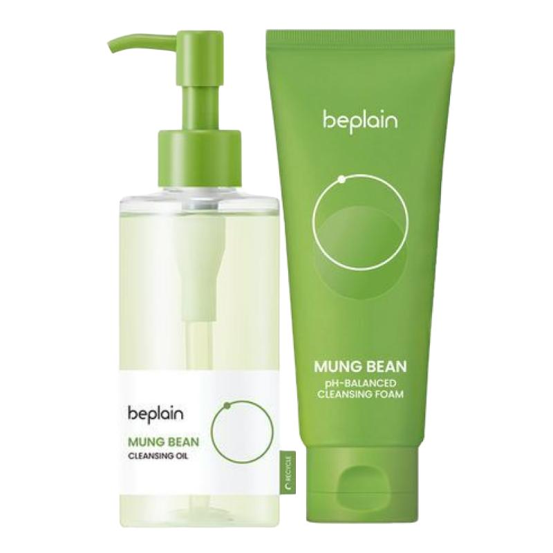 beplain Mung Bean Cleansing Set (Cleansing Oil 240ml + pH-Balanced Cleansing Foam 160ml)