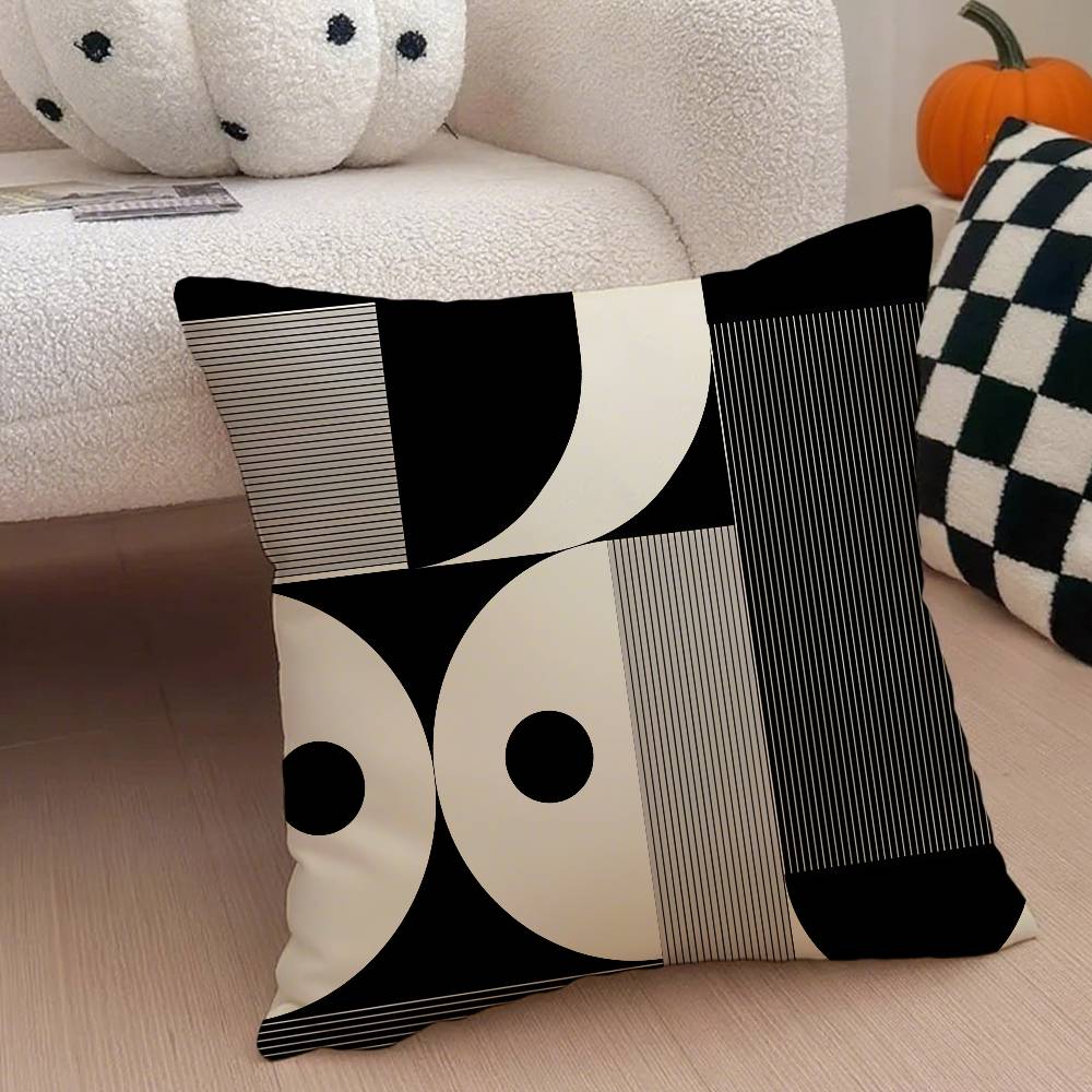 Abstract Geometric  Modern Boho Pillow Case Anti-dustmite Pillowcase Invisible Zipper Silky Short Plush Sofa Cushion Cover