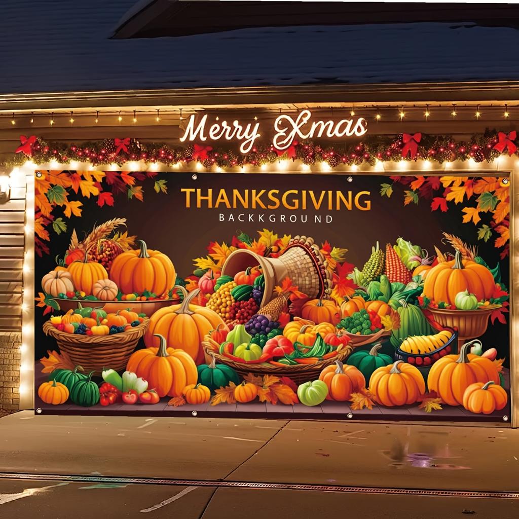 Thanksgiving and Autumn Harvest Garage Banner - Outdoor Party Decoration No Power Required