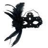 Glittering Feather Plastic Face Cover For Halloween Parties Easy To Wear Costume Mask With Rhinestones Decoration