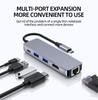 High Quality 5 in 1 USB-C hdmi Hub 5 Ports With 2USB+PD+HDMI+RJ45(1000Mbps) Converter Adapter Fast Charger Type C Hub Multiports