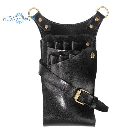 Taška na nůžky na vlasy 7 štěrbin Nastavitelný popruh Salon z umělé kůže Kadeřnictví Držák na nůžky Kadeřnictví Taška do pasu Kadeřnictví Příslušenství