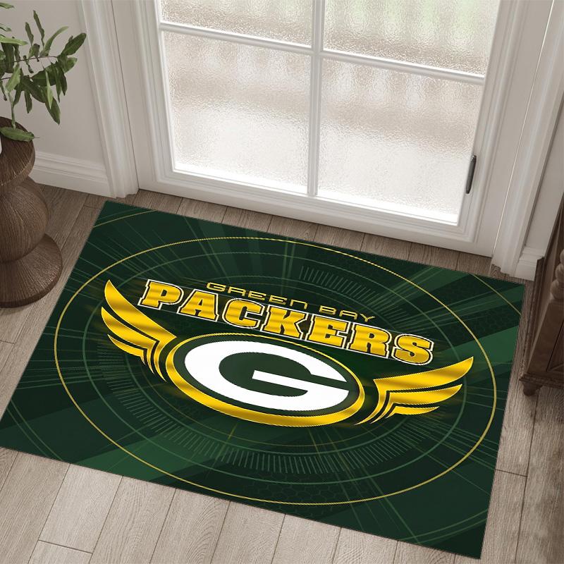 Green Bay Packers Design Crystal Velvet Carpet Cozy Non?Slip Printed Rug For Bedroom Living Room Entrance