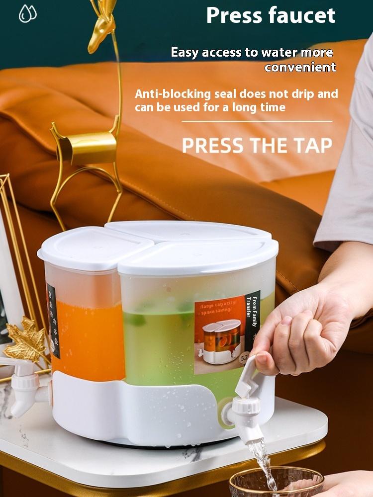 5.2L Plastic Cold Water Kettle with Faucet Rotating Beverage Dispenser for Fridge Cold Brew Ice Water Cup Iced Juice Containers