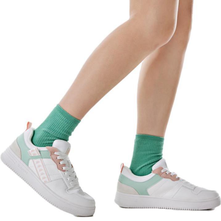 Kappa Casual Skate Shoes Durable Breathable Low-Top Women Sneaker White Lake-Green K0D65CC01-012A