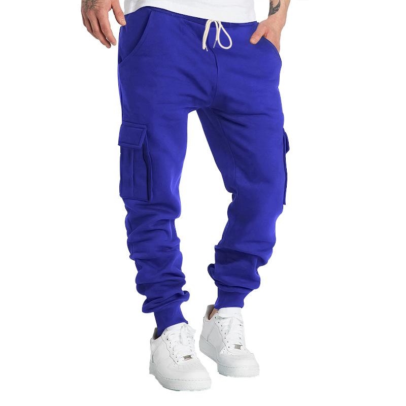 Autumn and winter fleece men's casual overalls men's multi-pocket pants cross-border large-size sports casual trousers