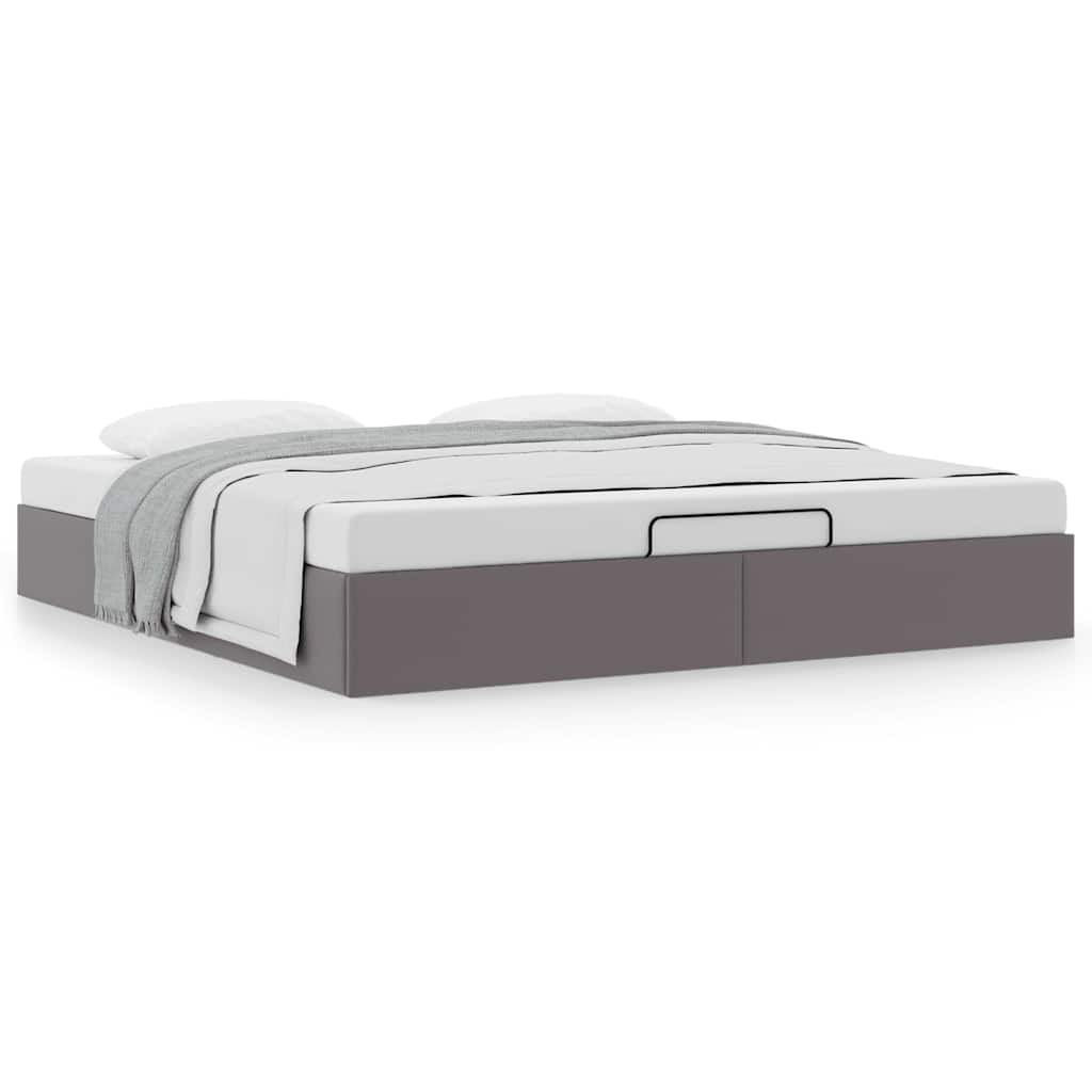 Ottoman Bed without Mattress Grey 200x200 cm Faux Leather
