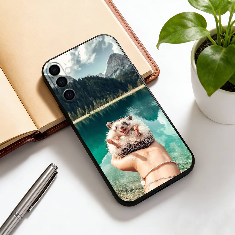 Cute hedgehog Phone Case For Samsung Galaxy A73,A72,A71,A70,A53,A52,A51,Others Soft Black Cover