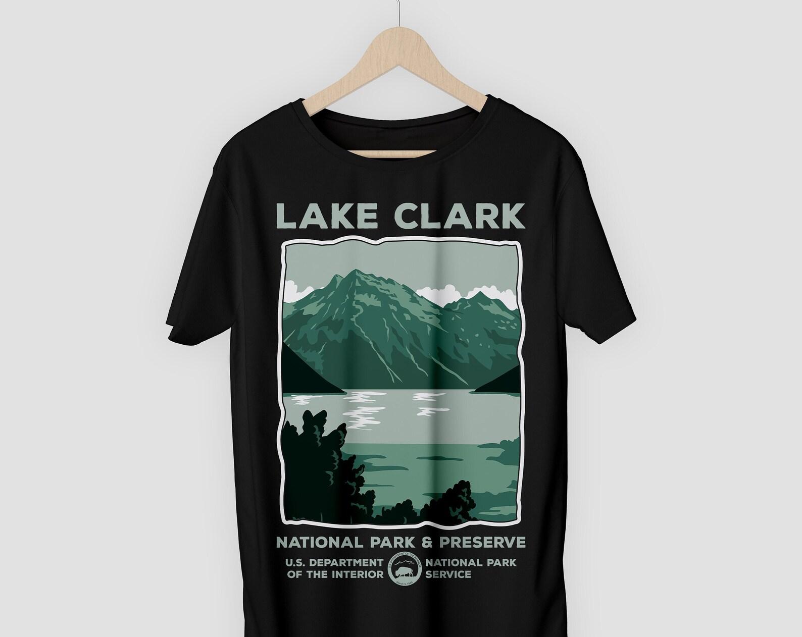 Lake Clark National Park US Vintage T-Shirt, USA Alaska Anchorage Parks Lover Gifts, Adventure Outdoors, Camping Hiking Travel Present Tees, 140
