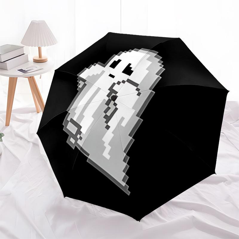 1pc Ghost Spirit Automatic Open/close Folding Compact Umbrella, 8-Rib Sturdy Canopy, Lightweight Portable, Everyday Use, Gift, Outdoor Umbrella, Trave