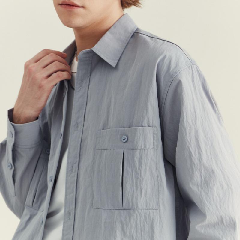 Spring and Autumn New Men's Solid Color Business Commuter Simple Long Sleeve Shirt